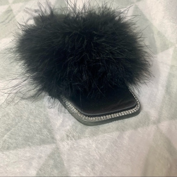 JEFFREY CAMPBELL Crossband Slide Sandal Flats Genuine Turkey Feathers crushonu2 - Picture 6 of 11